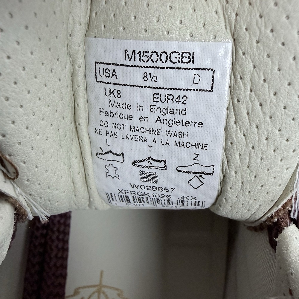 New Balance 1500 Mens 8.5 Brown‎ "French Roast" Made in England Leather M1500GBI - Picture 8 of 11
